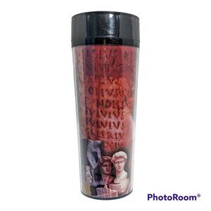Vintage 1998 Starbucks Thermo Serv Tumbler Travel Cup 20 oz Ruins Statues